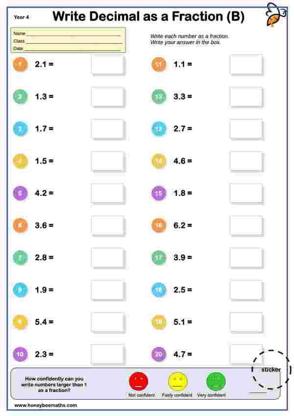 Write Decimal as a Fraction (B)